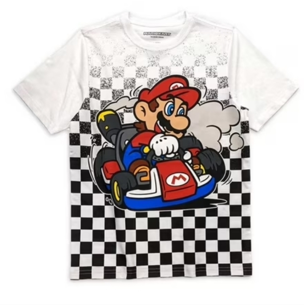 Nintendo Mario Kart Kids T-Shirt - White and Black SMALL 6/7, MED - 8 , LG 10/12